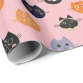 Geïllustreerd kattengezichtspatroon cadeaupapier (Rol Hoek)
