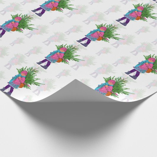 Geïllustreerd kerstcadeauverpakkings papier (Hoek)