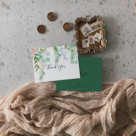 Geïllustreerd Kleurrijk Tropisch Bloemen Vlak Huwe Bedankkaart