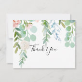 Geïllustreerd Kleurrijk Tropisch Bloemen Vlak Huwe Bedankkaart (Voorkant)