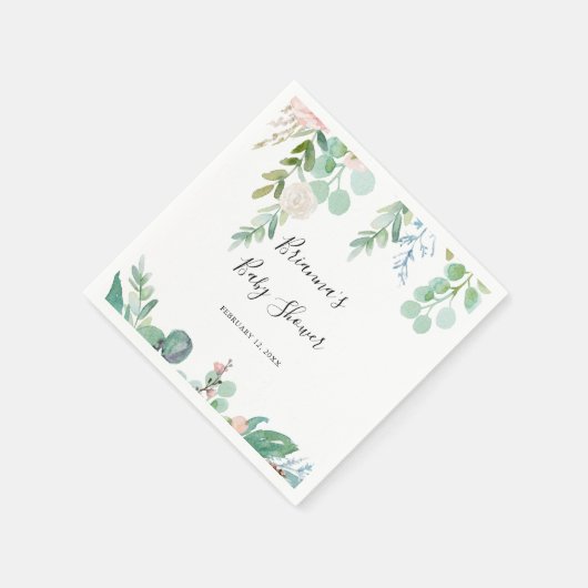 Geïllustreerd kleurrijk tropisch bloemig Baby show Servet (Hoek)