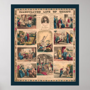 Geïllustreerd leven van Christus 1856 Lithografie  Poster
