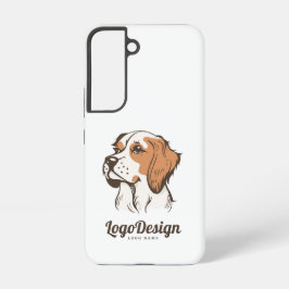 Geïllustreerd logo van een bruine en witte hond samsung galaxy hoesje