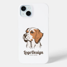 Geïllustreerd logo van een hondenkop in profiel iPhone 15 mini hoesje