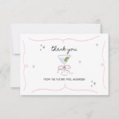 Geïllustreerd Martini Glass Vrijgezellenfeest Bedankkaart (Voorkant)