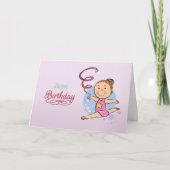 Geïllustreerd Meisje Ritmische Gymnast Verjaardag  Kaart (Voorkant)