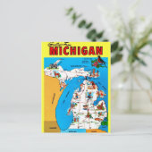 Geïllustreerd Michigan Kaart Briefkaart (Staand voorkant)
