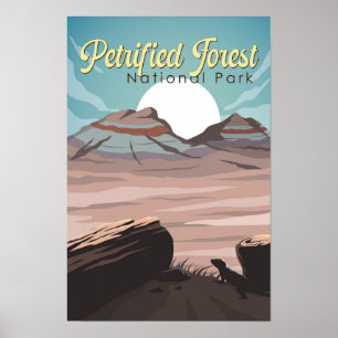 Geïllustreerd Nationaal Park Versteend Woud Reis Poster