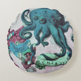  geïllustreerd Nautical Map Mediterranean Zee Rond Kussen