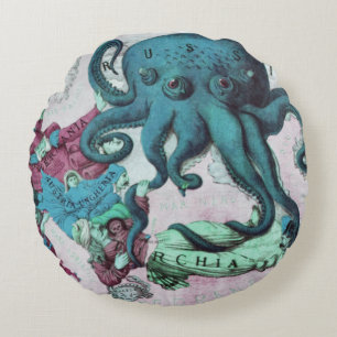 geïllustreerd Nautical Map Mediterranean Zee Rond Kussen