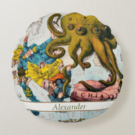  geïllustreerd Nautical Map Mediterranean Zee Rond Kussen