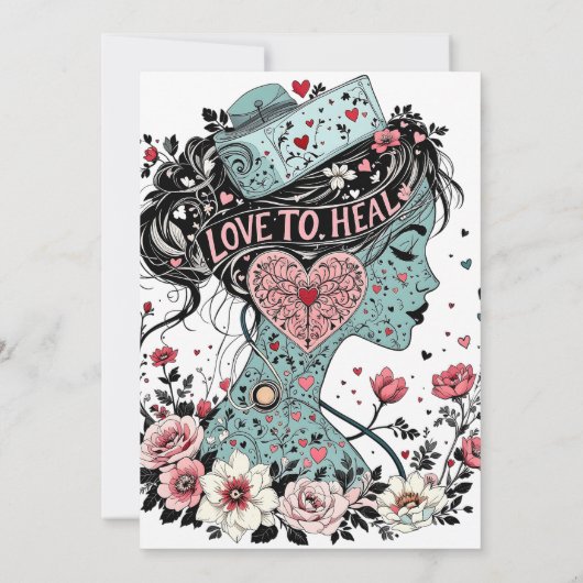 Geïllustreerd Nurse Floral Afstuderen Kaart (Achterkant)