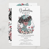 Geïllustreerd Nurse Floral Afstuderen Kaart (Voorkant / Achterkant)