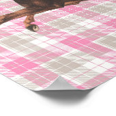   geïllustreerd paard op Pink Plaid Art Poster (Hoek)