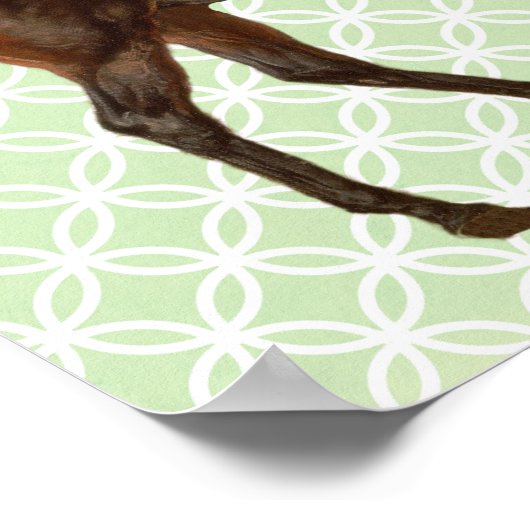 Geïllustreerd Paard Retro Art Poster (Hoek)