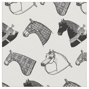 geïllustreerd Paarden Patroon Antiek Paard Stof