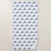 Geïllustreerd patroon van blauwe zwaardvis strandlaken (Voorkant)