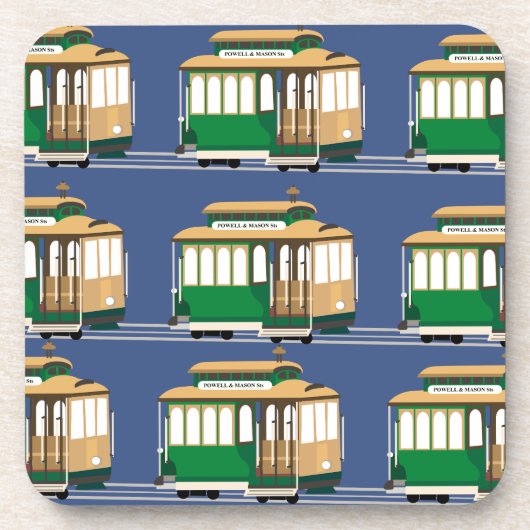 Geïllustreerd patroon van de kabelauto drankjes onderzetter (Voorkant)