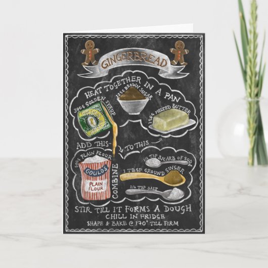 Geïllustreerd peperkoekrecept feestdagen kaart (Voorkant)