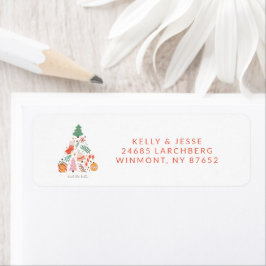 Geïllustreerd retouradres kerstpatroon etiket