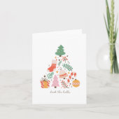 Geïllustreerd Retro Kerstdek de Hallen Blank Kaart (Voorkant)