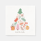 Geïllustreerd Retro Kerstdek de Zalen Servet (Voorkant)