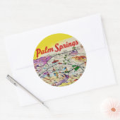 Geïllustreerd Retro Palm Springs  Ronde Sticker (Envelop)