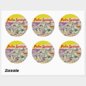 Geïllustreerd Retro Palm Springs  Ronde Sticker (Vel)