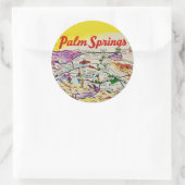 Geïllustreerd Retro Palm Springs  Ronde Sticker (Tas)