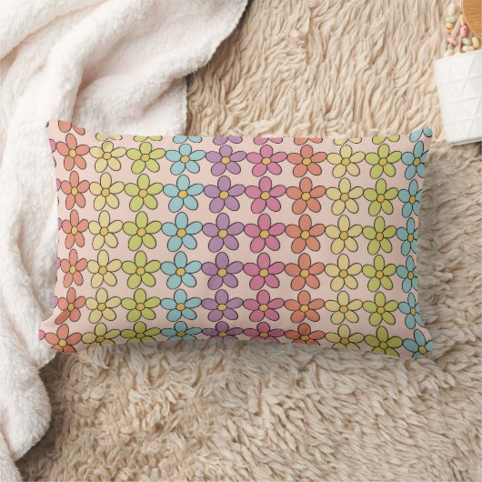 Geïllustreerd Retro Rainbow Daisy Pattern Kussen (Deken)