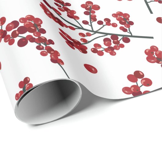 Geïllustreerd rood Holly Berries inpakpapier (Rol Hoek)