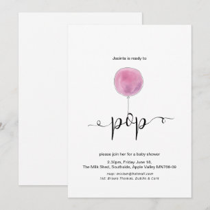 Geïllustreerd roze ballon klaar voor Pop Baby show Kaart