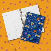 Geïllustreerd ruimtepatroon planeten planner