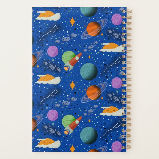 Geïllustreerd ruimtepatroon planeten planner (Achterkant)