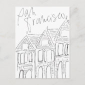 Geïllustreerd San Francisco zwart-wit Briefkaart (Voorkant)