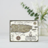 Geïllustreerd Spaans Puerto Rico Kaart Briefkaart (Staand voorkant)