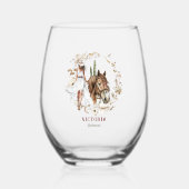 Geïllustreerd Western | Bachelorette bruidsmeisje Wijnglas Zonder Voet (Voorkant)