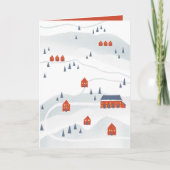 Geïllustreerd winterdorp feestdagen kaart (Voorkant)