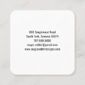 Geïllustreerd Woodland Folk Art Zwart Konijn Vierkante Visitekaartje (Achterkant)