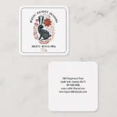 Geïllustreerd Woodland Folk Art Zwart Konijn Vierkante Visitekaartje (Voorkant / Achterkant)