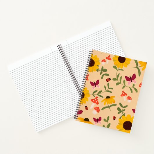 Geïllustreerd Zonnebloem Hand-getrokken patroon Notitieboek (Binnen)