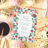 Geïllustreerde aardbeienbessen Sweet Birthday Part Kaart