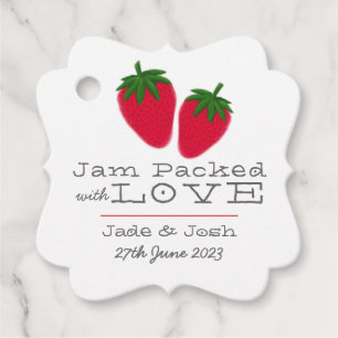 Geïllustreerde aardbeienjam favor tag bedankjes labels