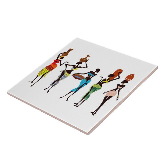 Geïllustreerde Afrikaanse vrouwen achtergrond Tegeltje (Zijkant)