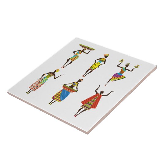 Geïllustreerde Afrikaanse vrouwen achtergrond Tegeltje (Zijkant)