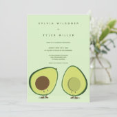 Geïllustreerde avocado's groene verticale bruiloft kaart (Staand voorkant)