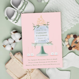 Geïllustreerde Baby showers taart Kaart