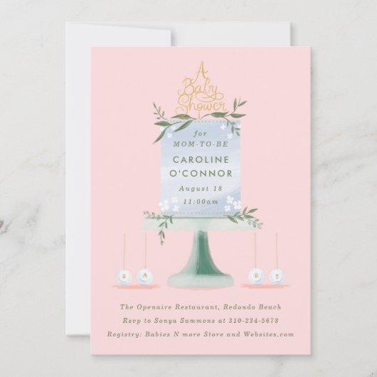 Geïllustreerde Baby showers taart Kaart (Voorkant)