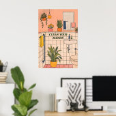 Geïllustreerde badkamerprint, modern grappig thuis poster (Thuiskantoor)