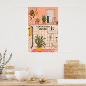 Geïllustreerde badkamerprint, modern grappig thuis poster (Keuken)